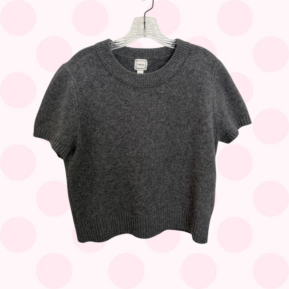 Maeve Anthropologie 100% Cashmere Gray Short-Sleeve Sweater Size XL